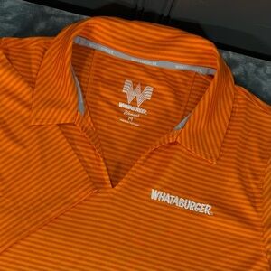 Whataburger Employee Crew Uniform Short Sleeve Striped Polo Shirt Womens M *READ